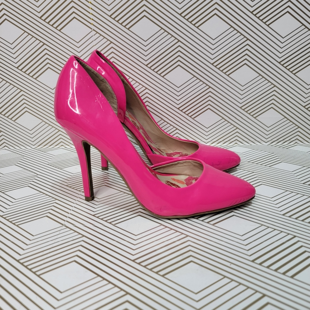 Juicy Couture Women's Stiletto Heels Khrystal Pink Patent Faux Leather Size 7 M. - Picture 2 of 8